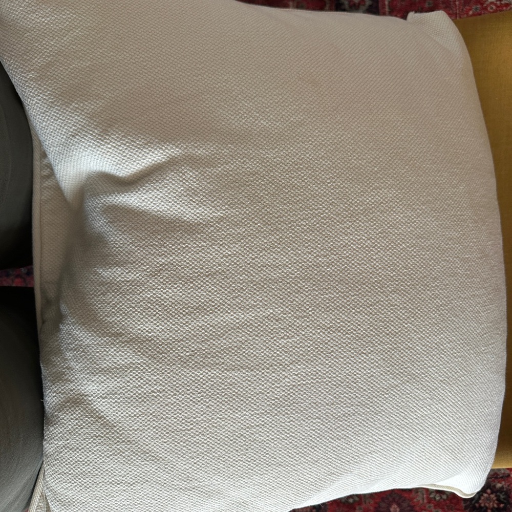 Lauren Ralph Lauren Ivory Textured Pillow 20” Square Zipper Down LRL Monogram - Picture 5 of 10